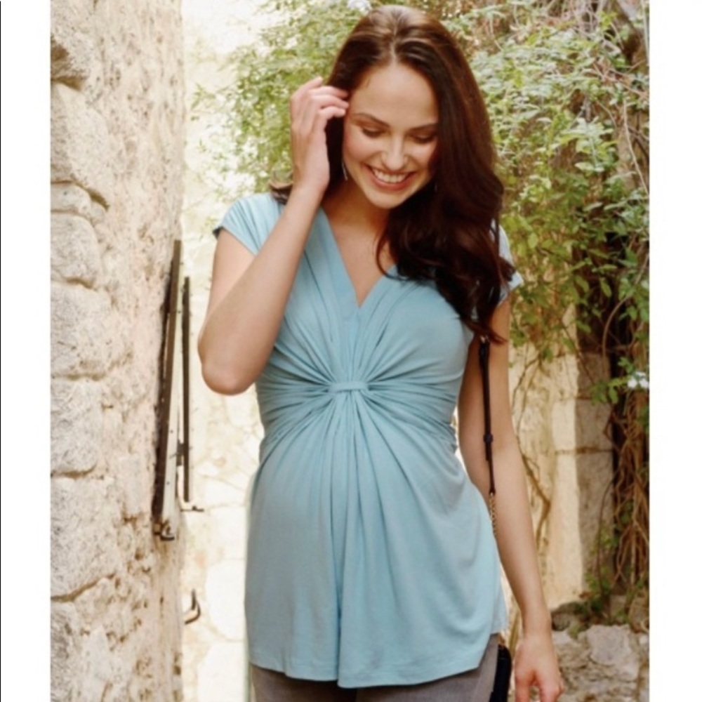 Seraphine Front Drape Mint Maternity Top